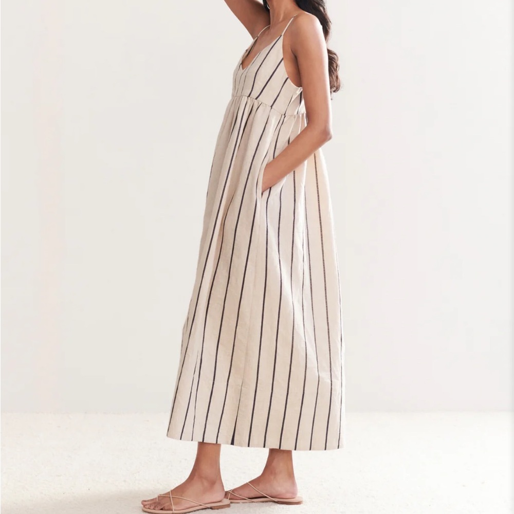 JENNI KAYNE Cove Dress in Natural / Navy Stripe - S